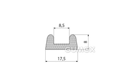 Pryžový mikroporézní profil tvaru